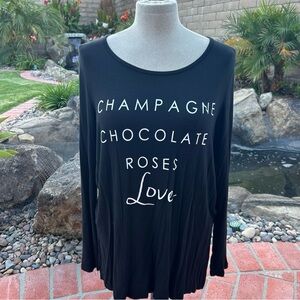 Black Graphic Long Sleeve Top